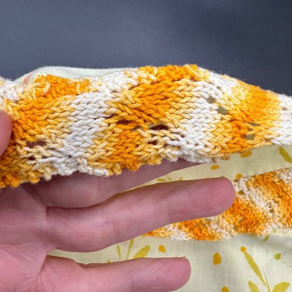 Vintage Floral Pillowcases Yellow Orange Crochet Lace Trim 1970s Standard Flower - Picture 6 of 8